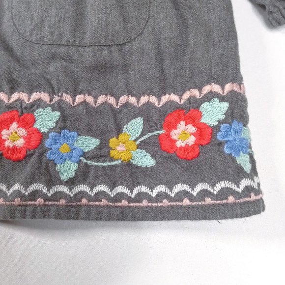 Baby Gap Gray Dress With Long Sleeves And Embroidered Flower Detail US 3-6M - Picture 3 of 5